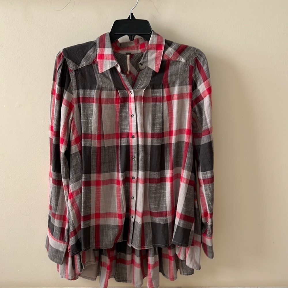 Free People Plaid button down shirt size XS